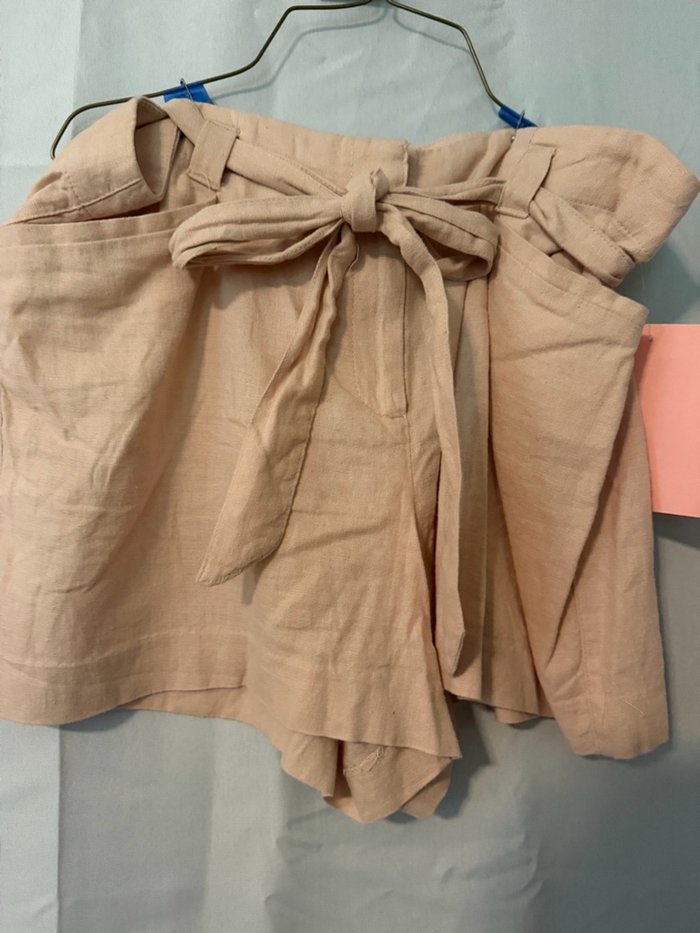 Women's High-Waist Tie-Belt Shorts - pink
